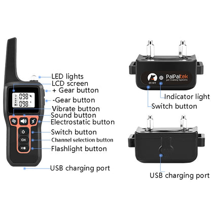 PaiPaitek PD529-2 อุปกรณ์ฝึกสุนัขระยะไกล อุปกรณ์ฝึกสัตว์เลี้ยง อุปกรณ์ฝึกสุนัขเห่า, PD529-2