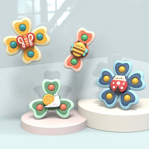 A6 Baby Sucker ของเล่นโรตารีสนุกปลายนิ้วปั่นของเล่นน้ำอาบน้ำ, 4 in 1