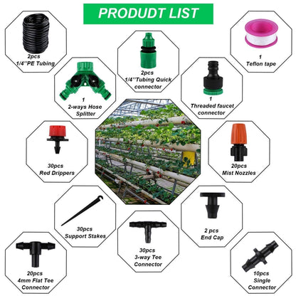 149 ใน 1 30m Dripper ปรับได้ DIY อุปกรณ์รดน้ำอัตโนมัติหยดชลประทาน ชุด, 149 In 1
