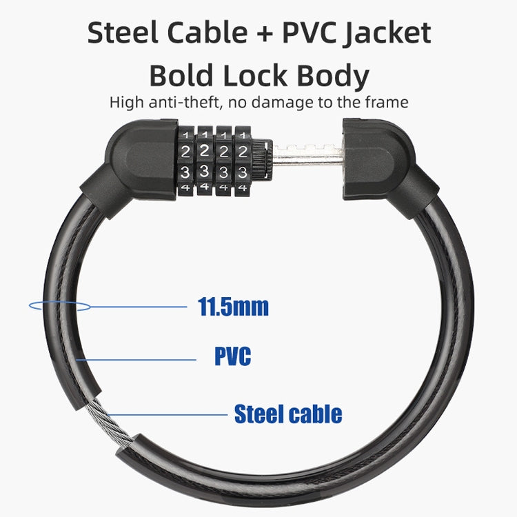 4 ชิ้นจักรยานแบบพกพาสี่รหัสผ่านแหวนล็อคกลางแจ้งล็อคป้องกันการโจรกรรม, Anti-Theft Lock(Black)