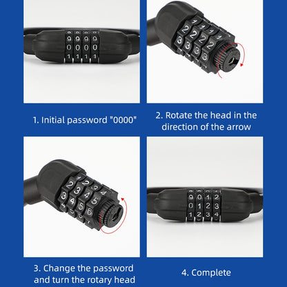 4 ชิ้นจักรยานแบบพกพาสี่รหัสผ่านแหวนล็อคกลางแจ้งล็อคป้องกันการโจรกรรม, Anti-Theft Lock(Black)