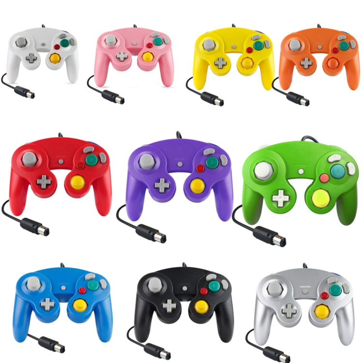 2 PCS Single Point Vibrating Controller คอนโทรลเลอร์เกมแบบมีสายสำหรับ Nintendo NGC / Wii, White, Pink, Yellow, Red, Purple, Green, Blue, Black, Silver, Orange