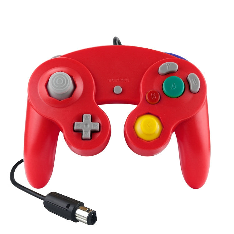 2 PCS Single Point Vibrating Controller คอนโทรลเลอร์เกมแบบมีสายสำหรับ Nintendo NGC / Wii, White, Pink, Yellow, Red, Purple, Green, Blue, Black, Silver, Orange