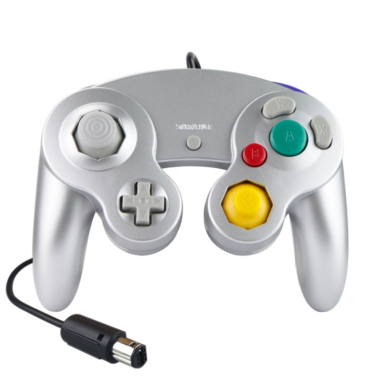 2 PCS Single Point Vibrating Controller คอนโทรลเลอร์เกมแบบมีสายสำหรับ Nintendo NGC / Wii, White, Pink, Yellow, Red, Purple, Green, Blue, Black, Silver, Orange