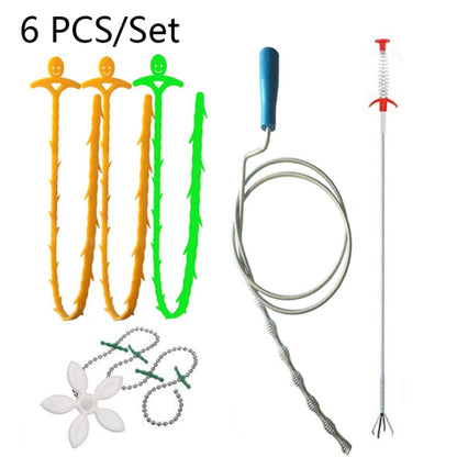 ห้องครัวท่อขุดลอกตะขอท่อระบายน้ำห้องน้ำ Anti-Blocking Sink Dredge Kit, สไตล์:, 6 PCS/Set-1M, 6 PCS/Set-1.5M, 6 PCS/Set-3, 6 PCS/Set-4