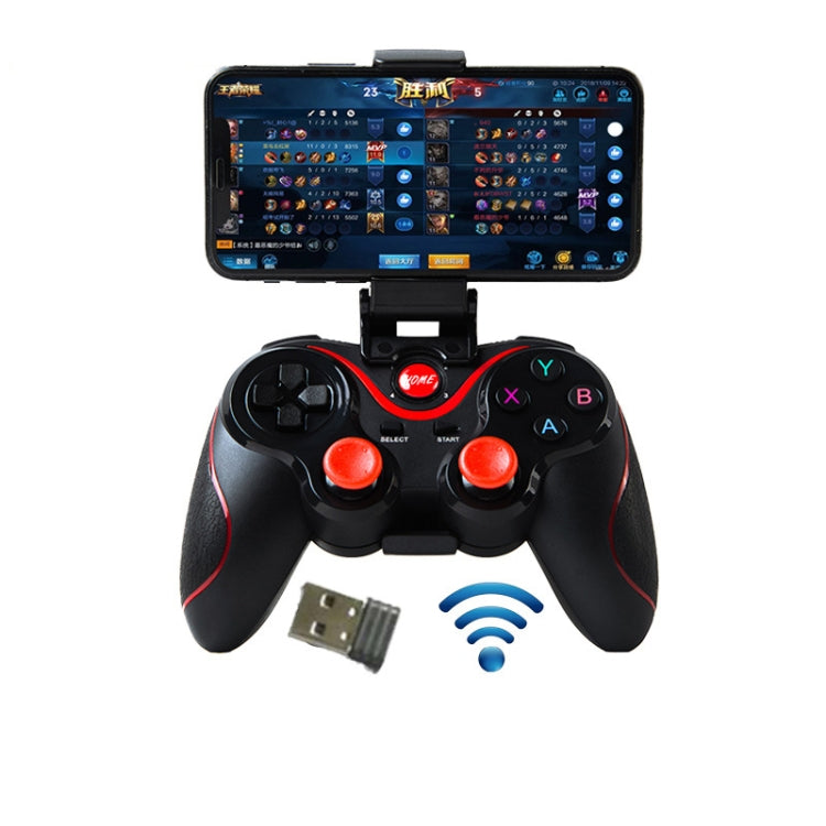 S6 คอนโทรลเลอร์เกมไร้สายบลูทูธพร้อมขายึดและตัวรับสัญญาณสำหรับ Android / IOS / PC, S6 With Bracket & Receiver