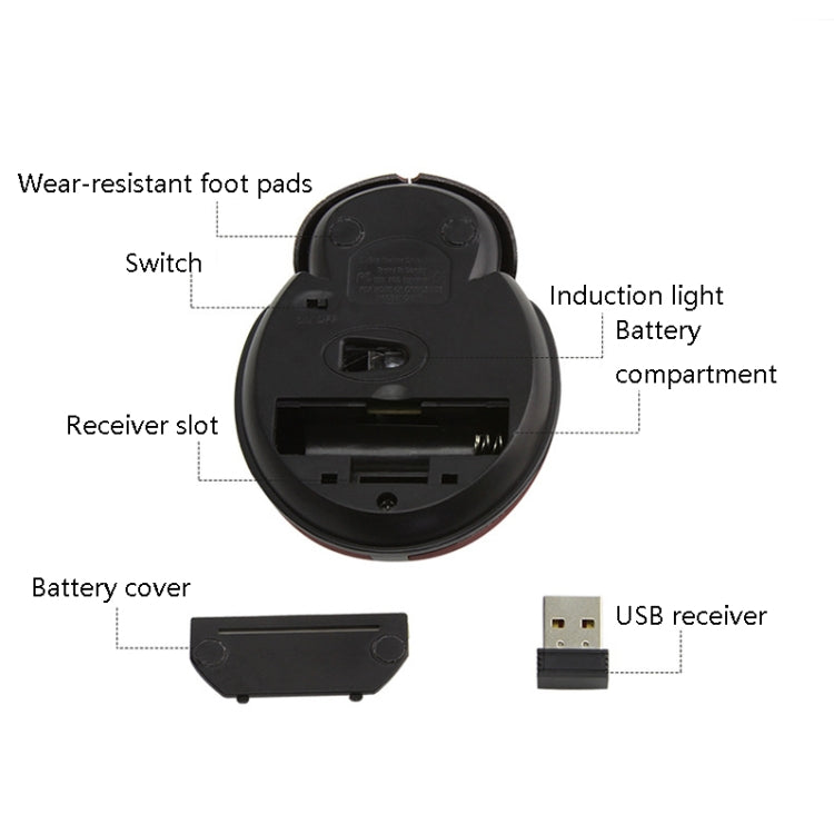 CM0184 3000 DPI 3-keys Mini Ladybug เมาส์ไร้สาย 2.4G เมาส์ไร้สายส่วนบุคคล