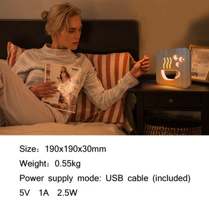 FS-T1879W 2.5W กาแฟ 3D LED โคมไฟตั้งโต๊ะไม้ไฟกลางคืนในห้องนอน, Coffee