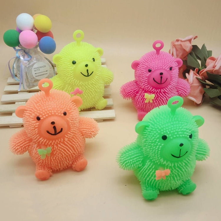 6 ชิ้นการ์ตูนแสงระบายบอลนั่งหมีผมแฟลชบอลแฟลชความเครียดบอลของเล่นหมี, สีการจัดส่งแบบสุ่ม, Cartoon Light Vent Ball