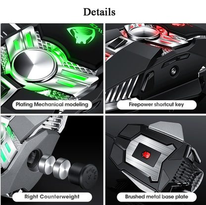 T-WOLF V10 อินเทอร์เฟซ USB 7 ปุ่ม 6400 DPI เมาส์แบบมีสายสำหรับเล่นเกมการเขียนโปรแกรมมาโครที่กำหนดเองเมาส์สำหรับเล่นเกมแสงหายใจ 4 สีความยาวสายเคเบิล: 1.5 ม.