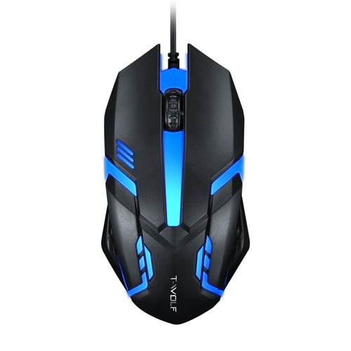 2 PCS T-WOLF V1 อินเทอร์เฟซ USB 3 ปุ่ม 1200 DPI เมาส์แบบมีสาย 7 สี Backlit เมาส์สำหรับเล่นเกม, ความยาวสายเคเบิล: 1.35 ม.