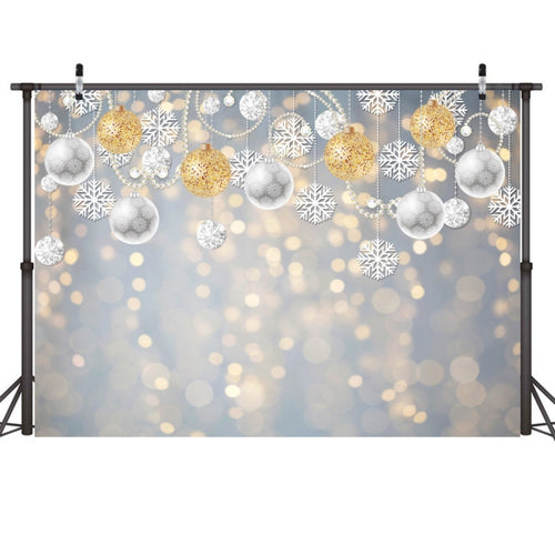 พื้นหลังการถ่ายภาพตกแต่งปาร์ตี้เกล็ดหิมะคริสต์มาส 2.1 ม. X 1.5 ม, Christmas Ball