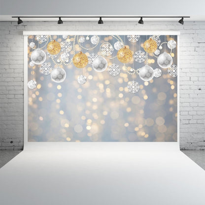 พื้นหลังการถ่ายภาพตกแต่งปาร์ตี้เกล็ดหิมะคริสต์มาส 2.1 ม. X 1.5 ม, Christmas Ball