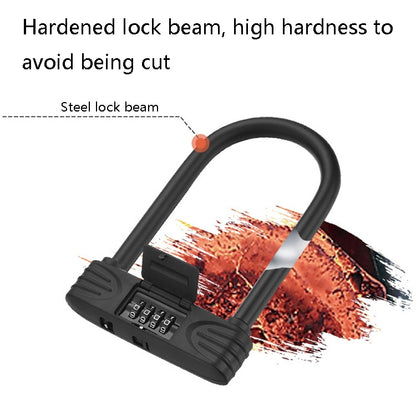 Bold Steel U-Shaped จักรยานรหัสผ่านล็อครถจักรยานยนต์ไฟฟ้ารถ Anti-Theft รหัสผ่านล็อค, Password Lock(Black)