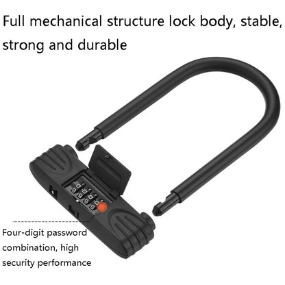 Bold Steel U-Shaped จักรยานรหัสผ่านล็อครถจักรยานยนต์ไฟฟ้ารถ Anti-Theft รหัสผ่านล็อค, Password Lock(Black)