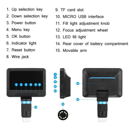 กล้องจุลทรรศน์อิเล็กตรอนขนาด 5 นิ้ว 1080P HD USB ซ่อมการตรวจสอบแว่นขยาย