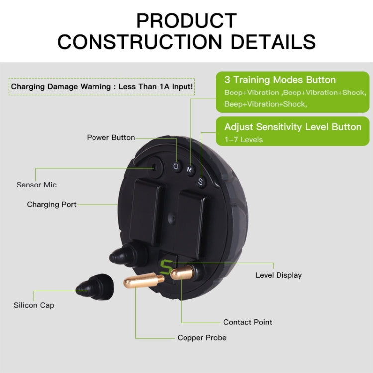 สุนัข Barking Stopper เสียงการสั่นสะเทือน Anti-Barking Electric Shock Collar EU Plug, EU Plug Black