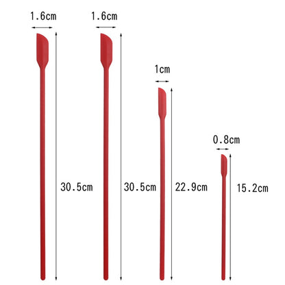 2 ชุด 4 in 1 ซิลิโคน Mini-Pointed Scraper ยาวเครื่องสำอางขวด Scraper Jam Spatula Set, 4 in 1 Red, 4 in 1 Black, 4 in 1 Colorful, 4 in 1 Purple, 4 in 1 Green