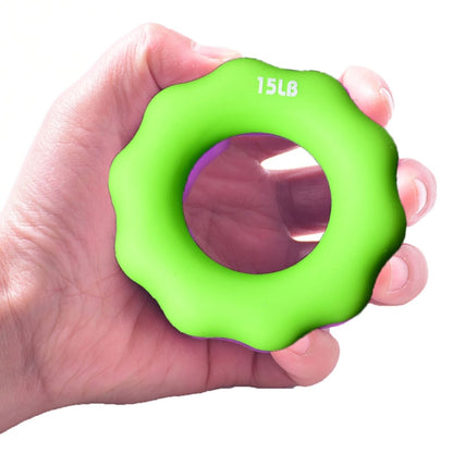 2 ชิ้นซิลิโคนนิ้วเครื่องหมายอุปกรณ์จับนิ้วออกกำลังกายจับแหวน, 15LB (Green), 35LB (Blue), 55LB (Orange), 75LB (Purple), 95LB (Gray)