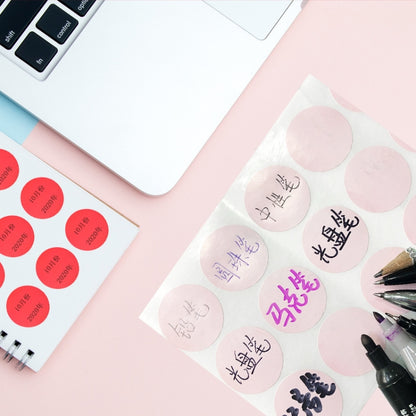 สติ๊กเกอร์กระดาษเคลือบความหนืดสูงสี สติ๊กเกอร์กลม จัดส่งสีแบบสุ่ม, Diameter 15mm, Diameter 25mm, Diameter 30mm