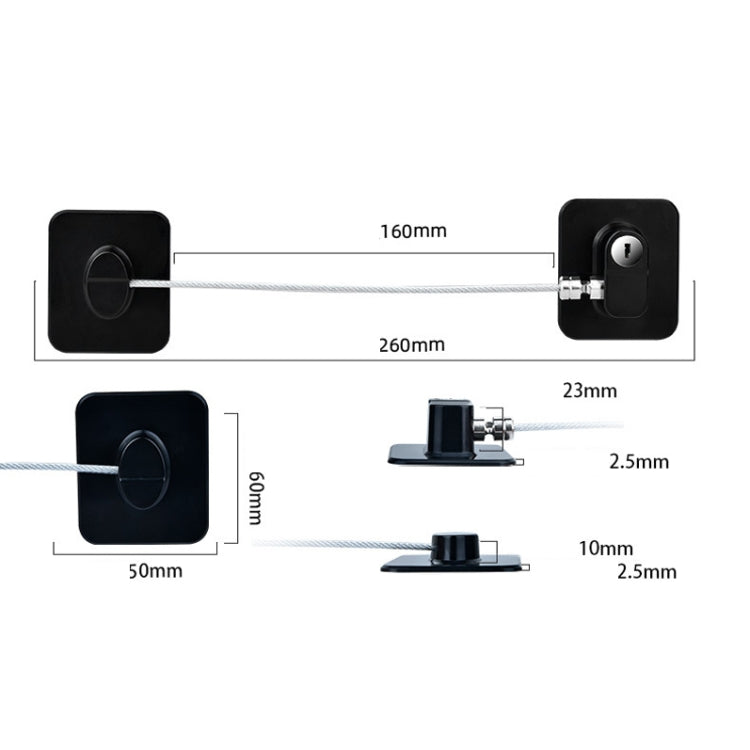ล็อคความปลอดภัยของเด็ก PCS 2 ชิ้น ล็อคป้องกันอาคารสูง, FQ2 Black Square