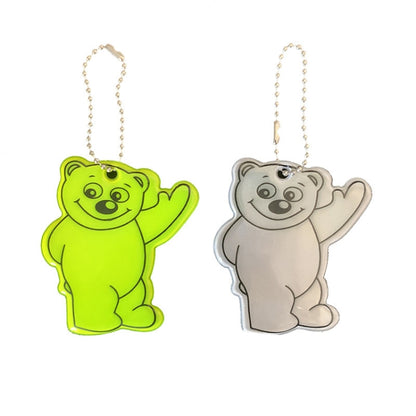 10 ชิ้นหมีประเภทจี้สะท้อนแสงกันน้ำกระเป๋านักเรียนเครื่องประดับขี่กลางคืนความปลอดภัยการจราจรสะท้อนการจัดส่งสีสุ่ม, Bear Type Pendant