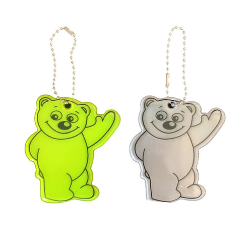 10 ชิ้นหมีประเภทจี้สะท้อนแสงกันน้ำกระเป๋านักเรียนเครื่องประดับขี่กลางคืนความปลอดภัยการจราจรสะท้อนการจัดส่งสีสุ่ม, Bear Type Pendant