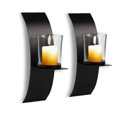 2 ชิ้น BS2001 แขวนผนังโค้งสามมิติเหล็กเชิงเทียนตกแต่งผนัง, Arc Wall Hanging Iron