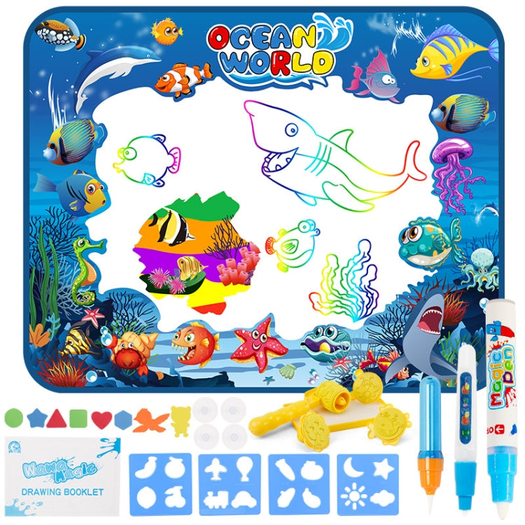 6614 ผืนผ้าใบวาดภาพน้ำสำหรับเด็ก Magic Graffiti Mat ขนาด: 100 x 80ซม, Blue Version, New Version