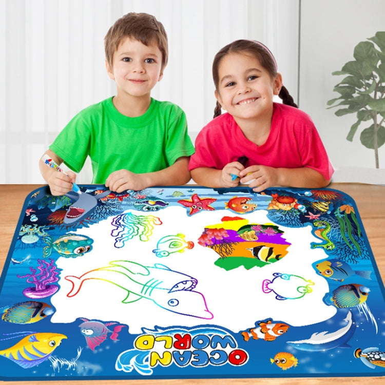 6614 ผืนผ้าใบวาดภาพน้ำสำหรับเด็ก Magic Graffiti Mat ขนาด: 100 x 80ซม, Blue Version, New Version