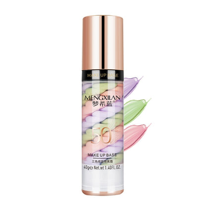 MENGXILAN คอนซีลเลอร์แต่งหน้าติดทนนานป้องกันเหงื่อ Brightening ครีมแยกสามสี, Isolation 40g, Isolation+Sunscreen