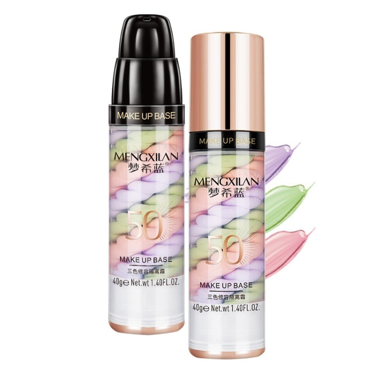 MENGXILAN คอนซีลเลอร์แต่งหน้าติดทนนานป้องกันเหงื่อ Brightening ครีมแยกสามสี, Isolation 40g, Isolation+Sunscreen
