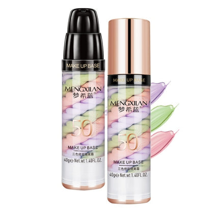 MENGXILAN คอนซีลเลอร์แต่งหน้าติดทนนานป้องกันเหงื่อ Brightening ครีมแยกสามสี, Isolation 40g, Isolation+Sunscreen