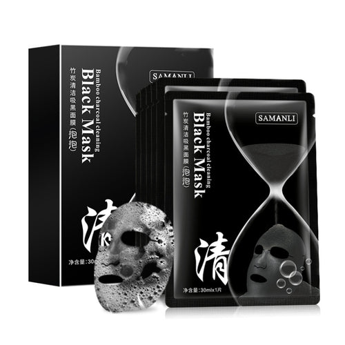 SAMANLI Bubble Mask มอยส์เจอร์ไรเซอร์และให้ความชุ่มชื่นแก่รูขุมขน Bamboo Charcoal คลีนซิ่งแบล็คมาส์ก