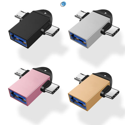 10 PCS LI-09 USB 3.0 หญิงเป็น USB-C / Type-C + Micro USB ชายอะแดปเตอร์ OTG มัลติฟังก์ชั่นพร้อมเชือกเส้นเล็ก