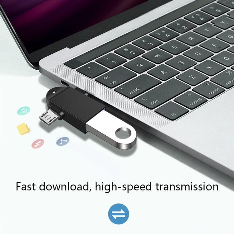 10 PCS LI-09 USB 3.0 หญิงเป็น USB-C / Type-C + Micro USB ชายอะแดปเตอร์ OTG มัลติฟังก์ชั่นพร้อมเชือกเส้นเล็ก