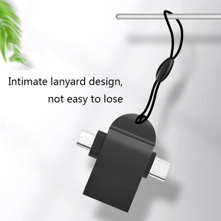 10 PCS LI-09 USB 3.0 หญิงเป็น USB-C / Type-C + Micro USB ชายอะแดปเตอร์ OTG มัลติฟังก์ชั่นพร้อมเชือกเส้นเล็ก