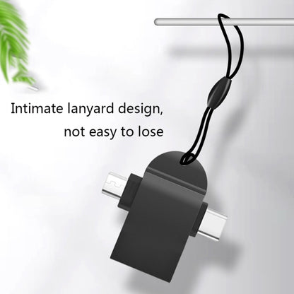 10 PCS LI-09 USB 3.0 หญิงเป็น USB-C / Type-C + Micro USB ชายอะแดปเตอร์ OTG มัลติฟังก์ชั่นพร้อมเชือกเส้นเล็ก