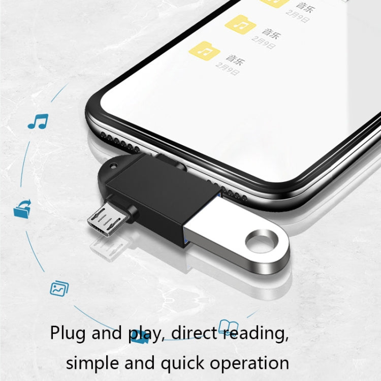 10 PCS LI-09 USB 3.0 หญิงเป็น USB-C / Type-C + Micro USB ชายอะแดปเตอร์ OTG มัลติฟังก์ชั่นพร้อมเชือกเส้นเล็ก