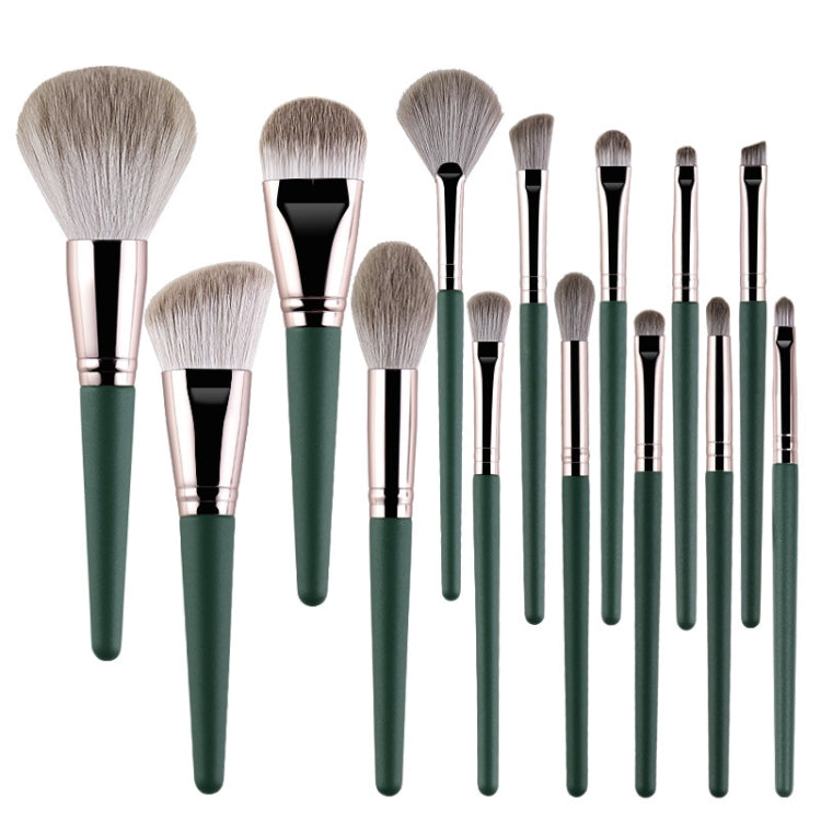 แปรงแต่งหน้าด้ามไม้นุ่ม เครื่องมือเสริมความงาม, 14 PCS Brush, With Strap Brush Bag, With Brush Bucket