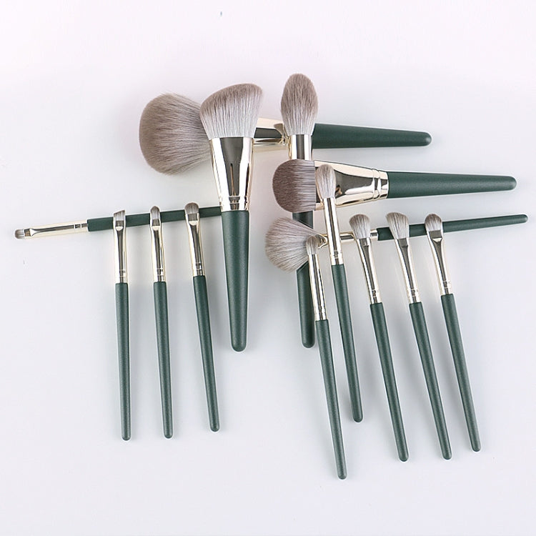 แปรงแต่งหน้าด้ามไม้นุ่ม เครื่องมือเสริมความงาม, 14 PCS Brush, With Strap Brush Bag, With Brush Bucket