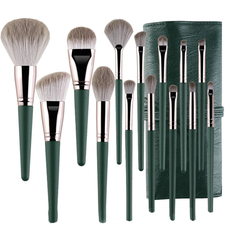 แปรงแต่งหน้าด้ามไม้นุ่ม เครื่องมือเสริมความงาม, 14 PCS Brush, With Strap Brush Bag, With Brush Bucket