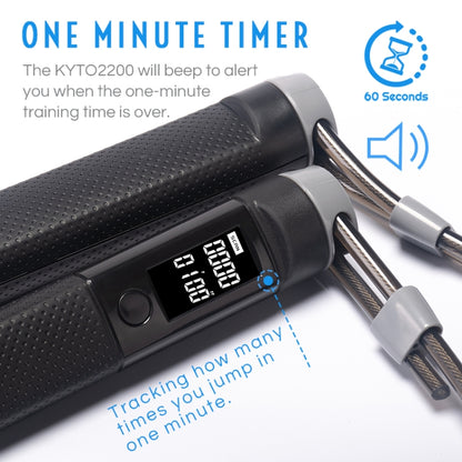 KYTO 2200 แคลอรี่นับอิเล็กทรอนิกส์กระโดดเชือกสองสีสำหรับการทดสอบ ความยาวเชือก: 3 ม, KYTO 2200 (Gray), KYTO 2200 (Blue)