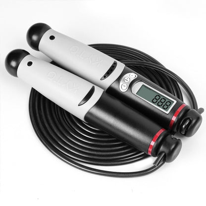 KYTO 2106B รุ่นมีสายแคลอรี่นับอิเล็กทรอนิกส์ข้ามเชือก ผู้ใหญ่ การออกกำลังกาย Timing ข้ามเชือก, with Steel Wire Rope (Black Gray), with 2 Steel Wire Ropes (Black Gray)