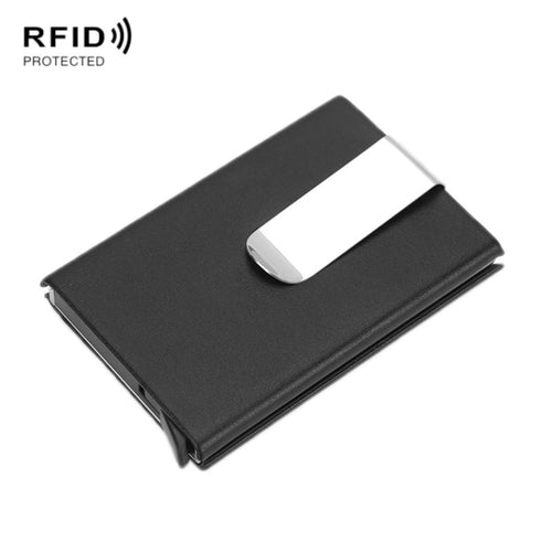 อลูมิเนียมอัลลอยด์กรณีบัตรเครดิต RFID Anti-Magnetic Metal Card Box, Microfiber Leather Black, Microfiber Leather Apricot