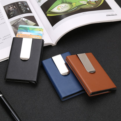 อลูมิเนียมอัลลอยด์กรณีบัตรเครดิต RFID Anti-Magnetic Metal Card Box, Microfiber Leather Black, Microfiber Leather Apricot