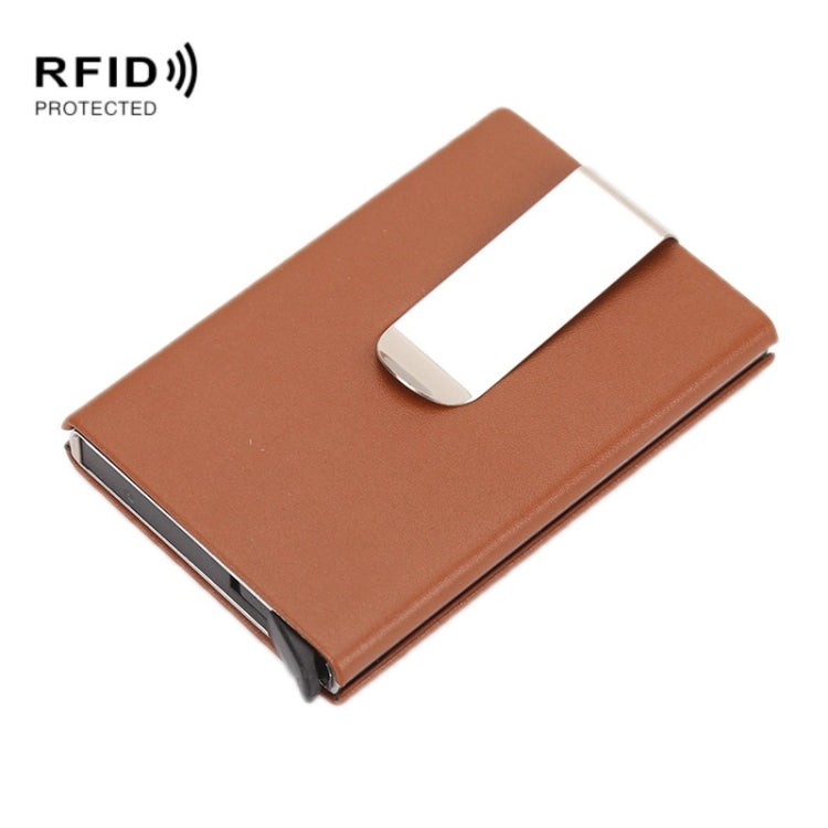 อลูมิเนียมอัลลอยด์กรณีบัตรเครดิต RFID Anti-Magnetic Metal Card Box, Microfiber Leather Black, Microfiber Leather Apricot