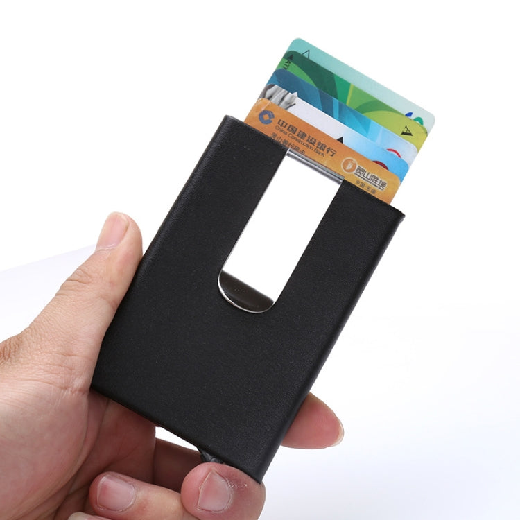 อลูมิเนียมอัลลอยด์กรณีบัตรเครดิต RFID Anti-Magnetic Metal Card Box, Microfiber Leather Black, Microfiber Leather Apricot