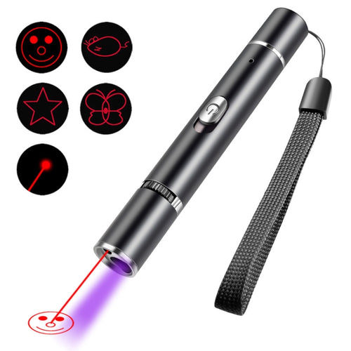 USB ชาร์จเลเซอร์รูปแบบไฟฉายแมวตลกพร้อมโคมไฟตรวจจับแสงสีม่วงของไม้, Funny Cat Flashlight