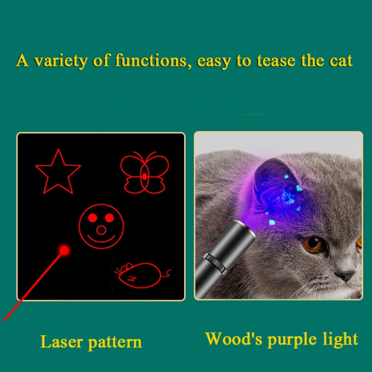 USB ชาร์จเลเซอร์รูปแบบไฟฉายแมวตลกพร้อมโคมไฟตรวจจับแสงสีม่วงของไม้, Funny Cat Flashlight